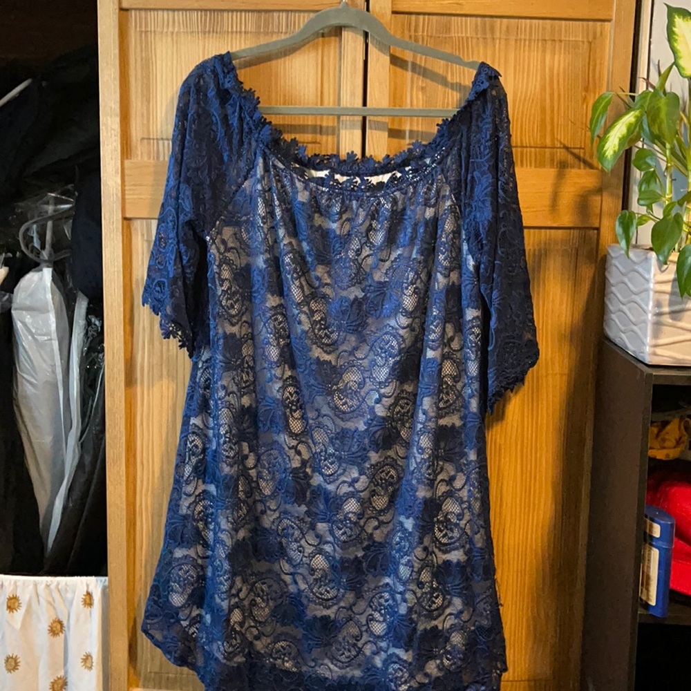 Blue Off Shoulder Mini Dress